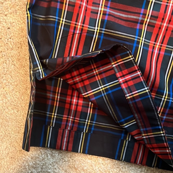 J Crew Velvet Trimmed V Neck Tunic Black red Tartan long sleeve blouse top XS - Picture 5 of 8